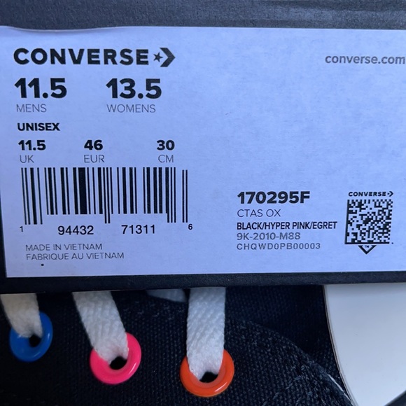 Converse Chuck Taylor All Star OX Black/Hyper Pink/Egret MEN`S - Picture 16 of 16